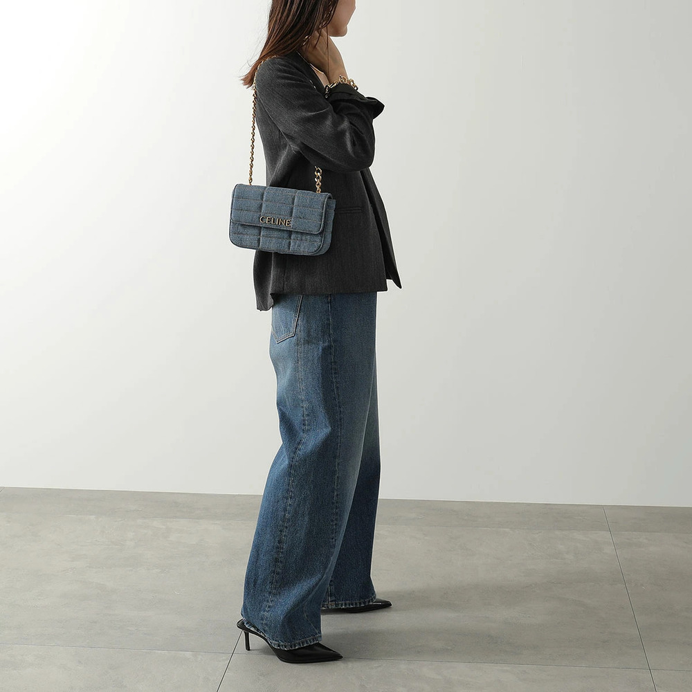 Celine Shoulder Bag Denim Quilted
